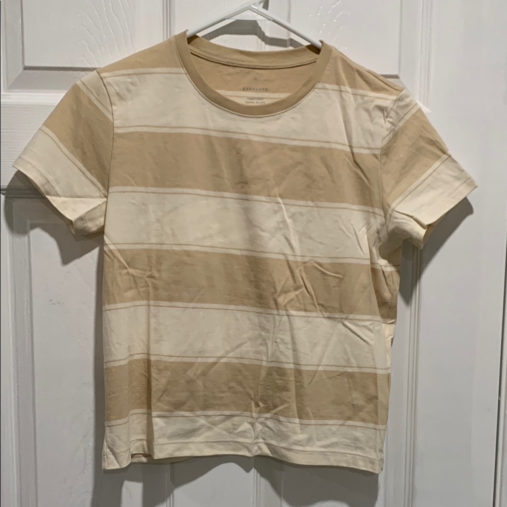 Everlane Tan and Cream Short Sleeve Tee